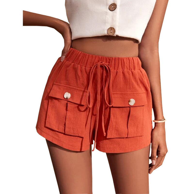 Casual Cargo Shorts With Pocket Loose Drawstring Pants Summer Women Kamran Fashion