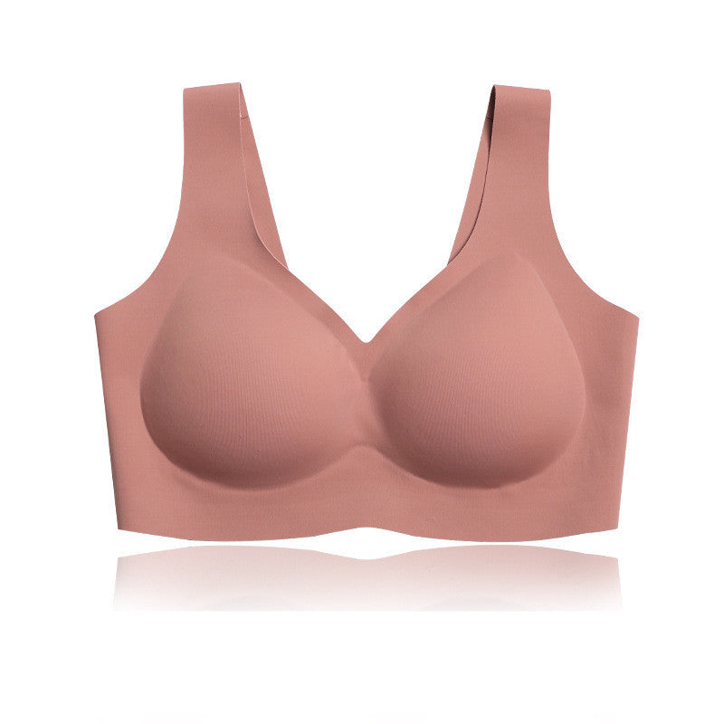 Namijiao New Air Traceless Underwear Women"s Air Rimless Bra Integrated Fixed Cup Sleeping Bra Kamran Fashion