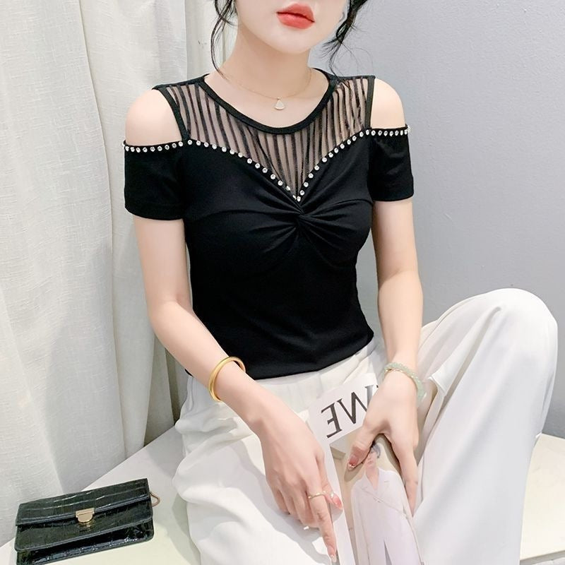 Fashion Hot Girl Sexy Off-shoulder T-shirt Women's Summer Kamran Fashion