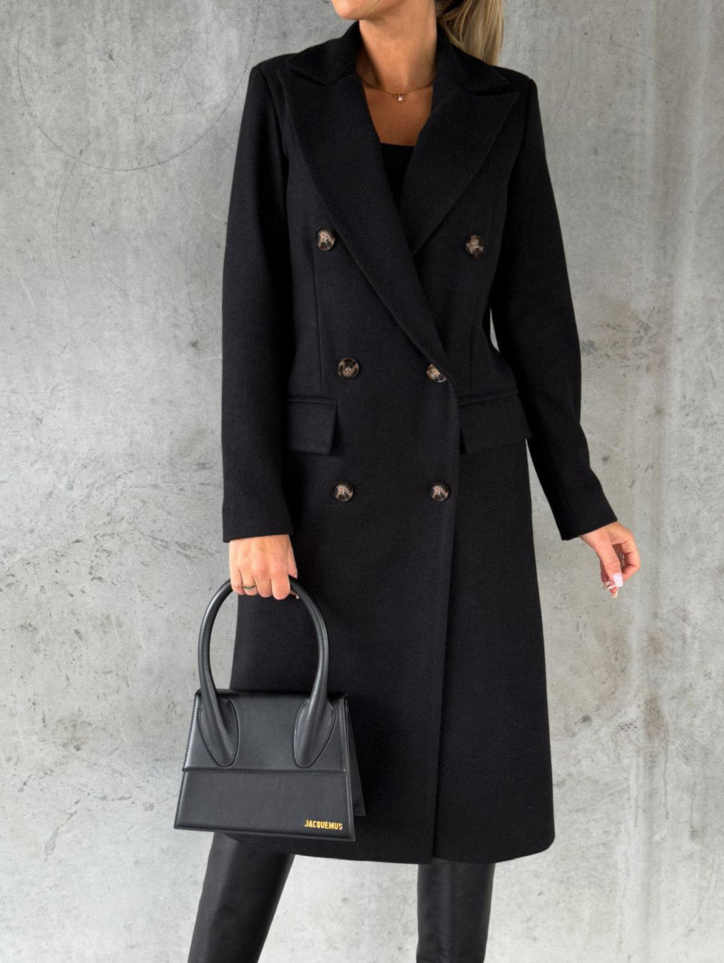 Double Breasted Lapel Coat Winter Fashion Solid Slim Long Jacket Long Sleeve Tops Womens Clothing Kamran Fashion