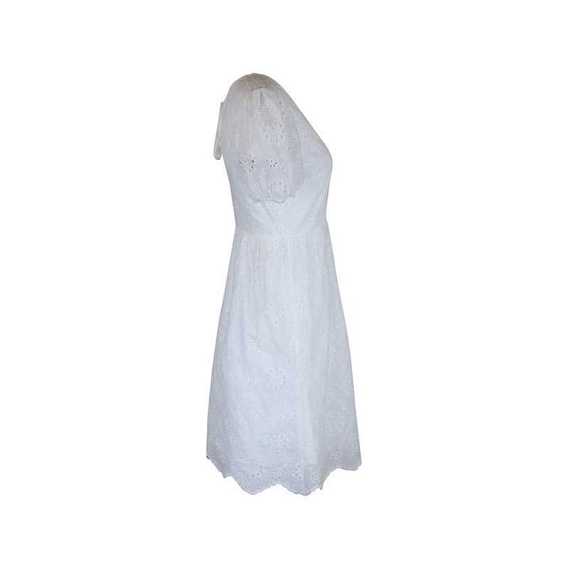 Women's Summer Wear V-free Neck Puff Sleeve Dress Kamran Fashion