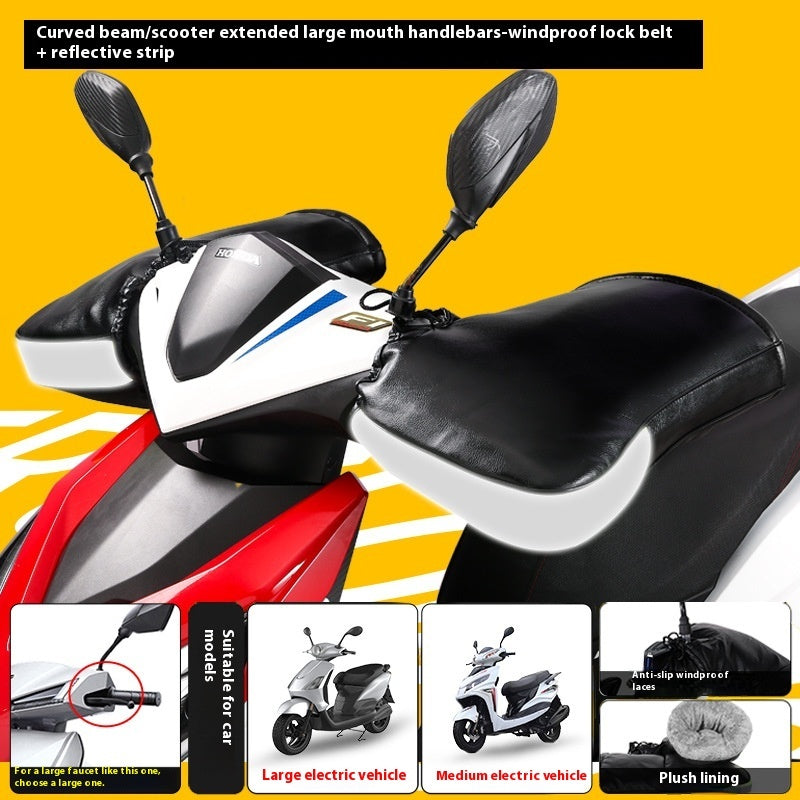 Electric Motorcycle Handle Grip Winter Thermal Waterproof Windshield Gloves Fleece-lined Hand Guard Kamran Fashion