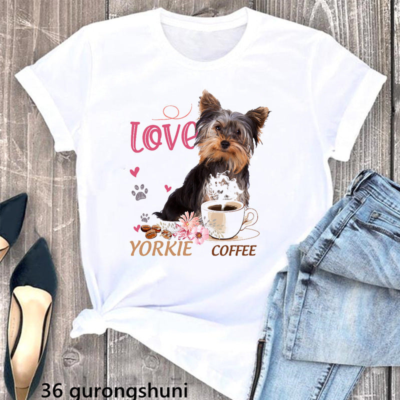 Summer Women's Clothing Schnauzer Dog Women's Printed Wear Clothes T-shirt Women Kamran Fashion