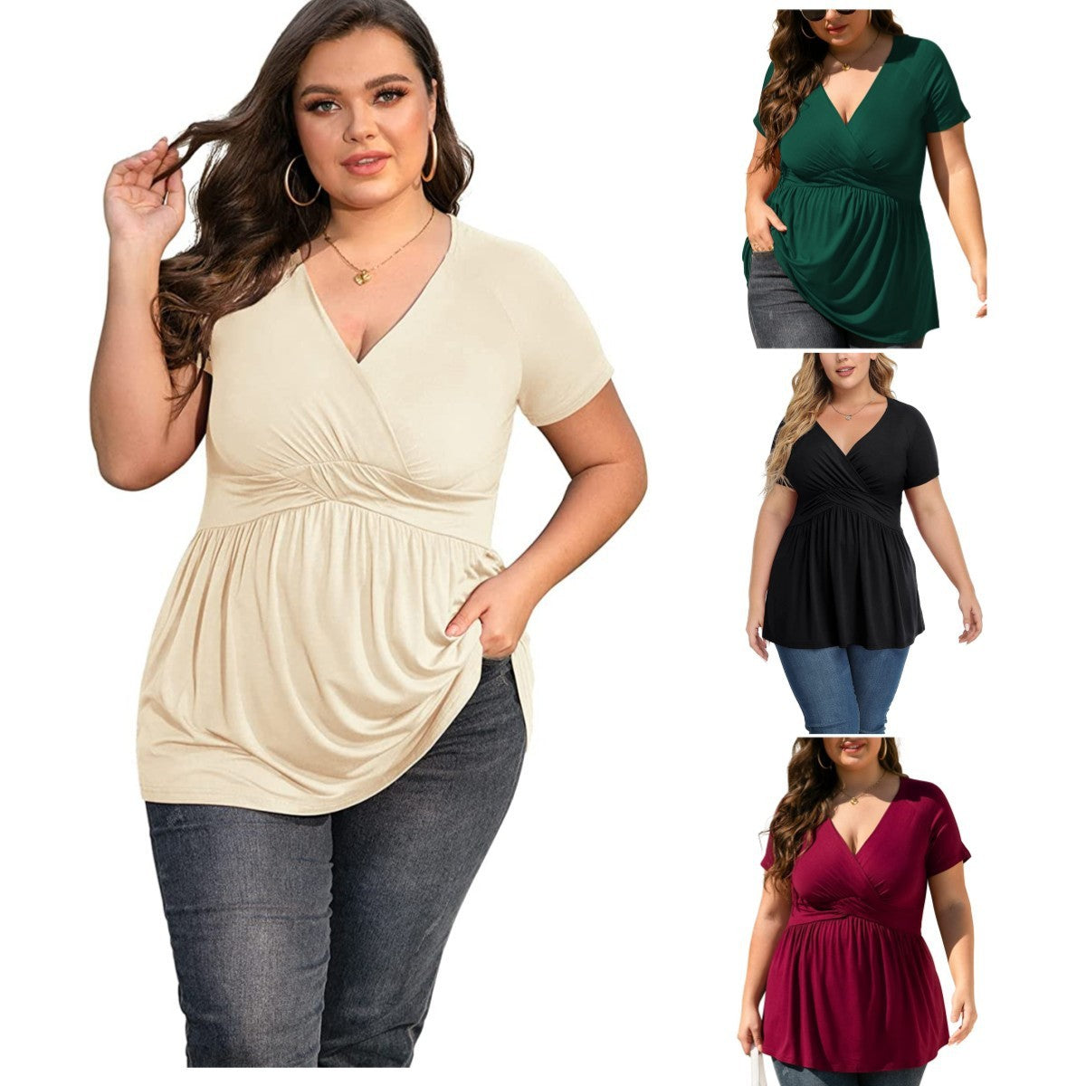 Women's Plus Size T-shirt V-neck Top Kamran Fashion