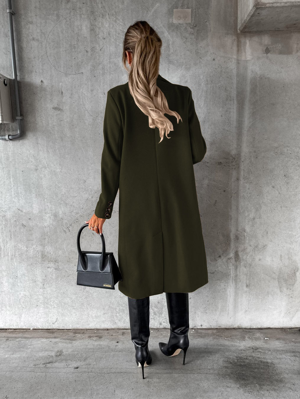 Double Breasted Lapel Coat Winter Fashion Solid Slim Long Jacket Long Sleeve Tops Womens Clothing Kamran Fashion