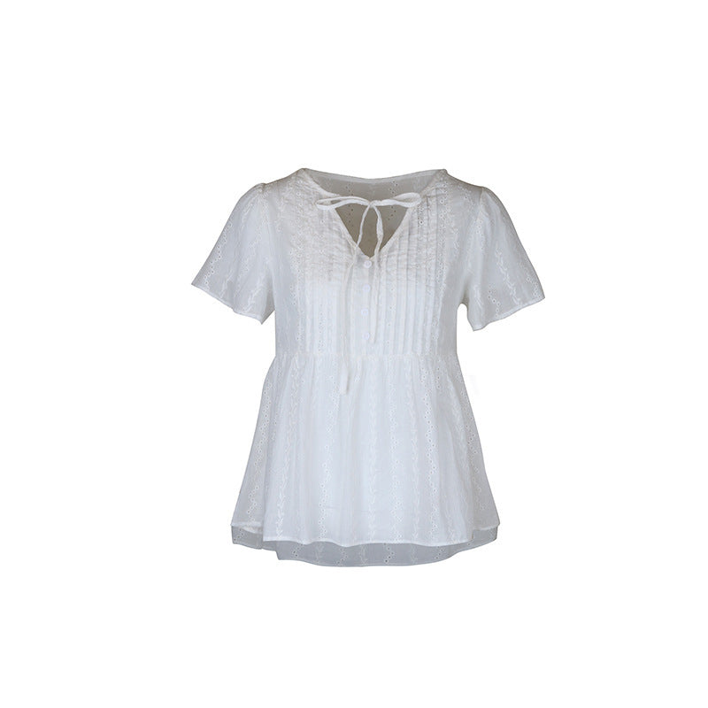 Summer New Women's V-neck Stitching Shirt Kamran Fashion
