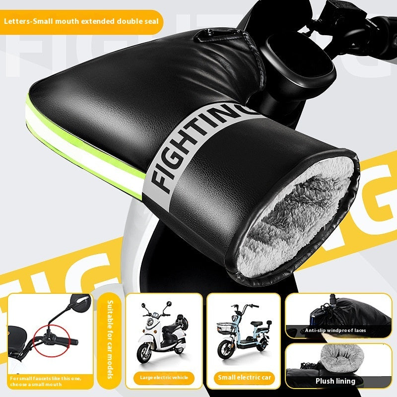 Electric Motorcycle Handle Grip Winter Thermal Waterproof Windshield Gloves Fleece-lined Hand Guard Kamran Fashion