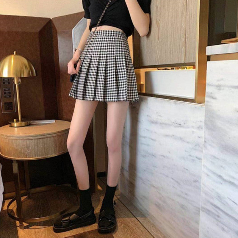 Plaid Pleated Skirt Women Summer New Kamran Fashion