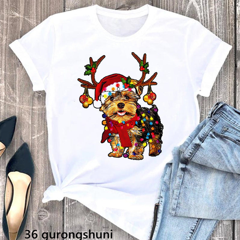 Summer Women's Clothing Schnauzer Dog Women's Printed Wear Clothes T-shirt Women Kamran Fashion