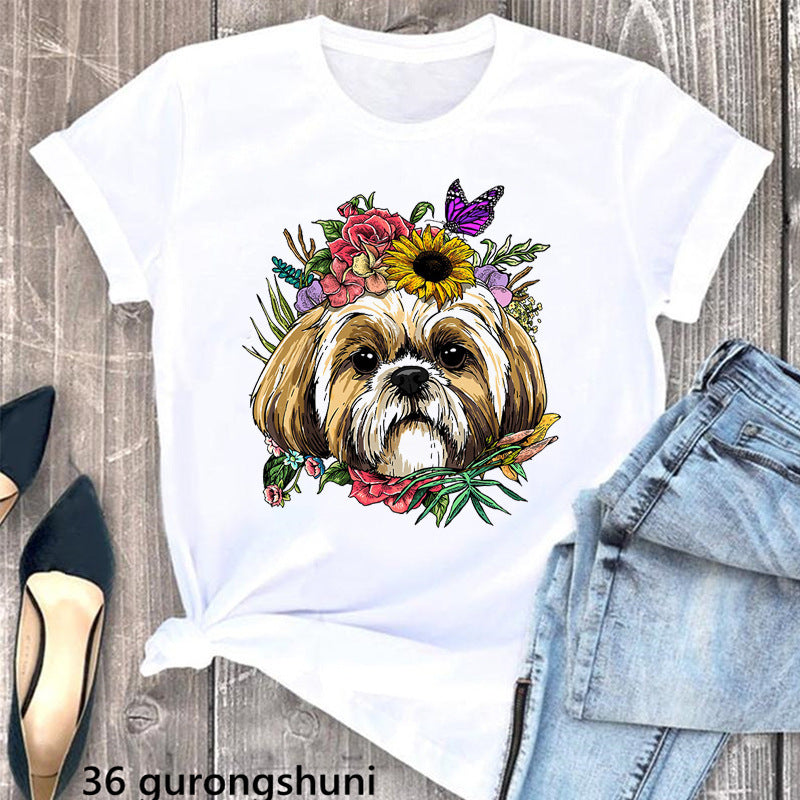 Summer Women's Clothing Schnauzer Dog Women's Printed Wear Clothes T-shirt Women Kamran Fashion