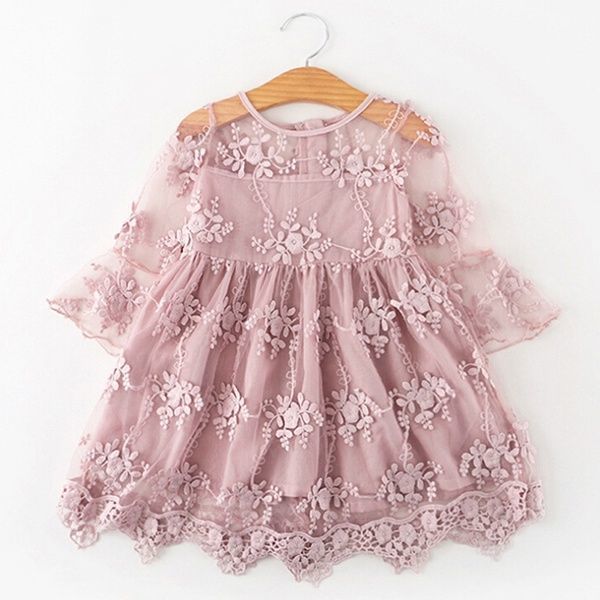 Big Kids Long-sleeved Princess Lace Dress Kamran Fashion