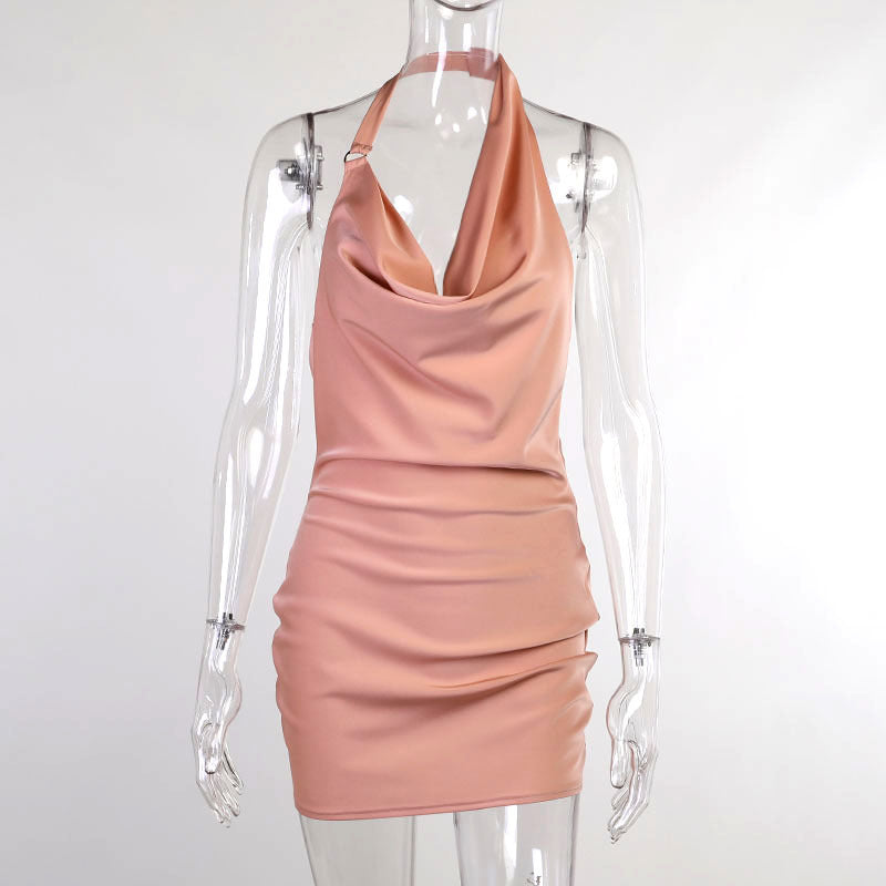 Satin Party Dress V Neck Backless Mini Sleeveless Summer Party Dress Kamran Fashion