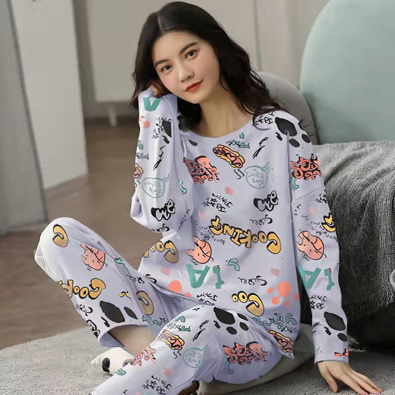 Pajamas Set Women Cute Cartoon Print Sleepwear 2 Piece Lounge Sets Kamran Fashion