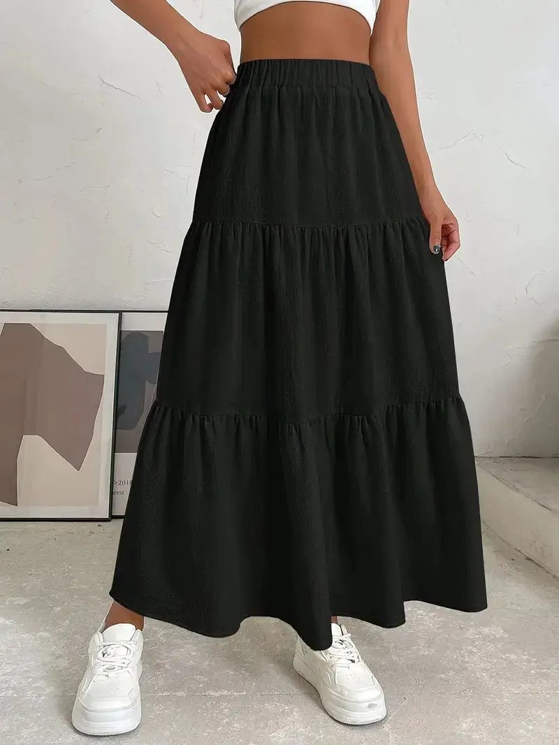 European And American Style Women Summer Bohemian Pleated Layered Long Skirt Kamran Fashion