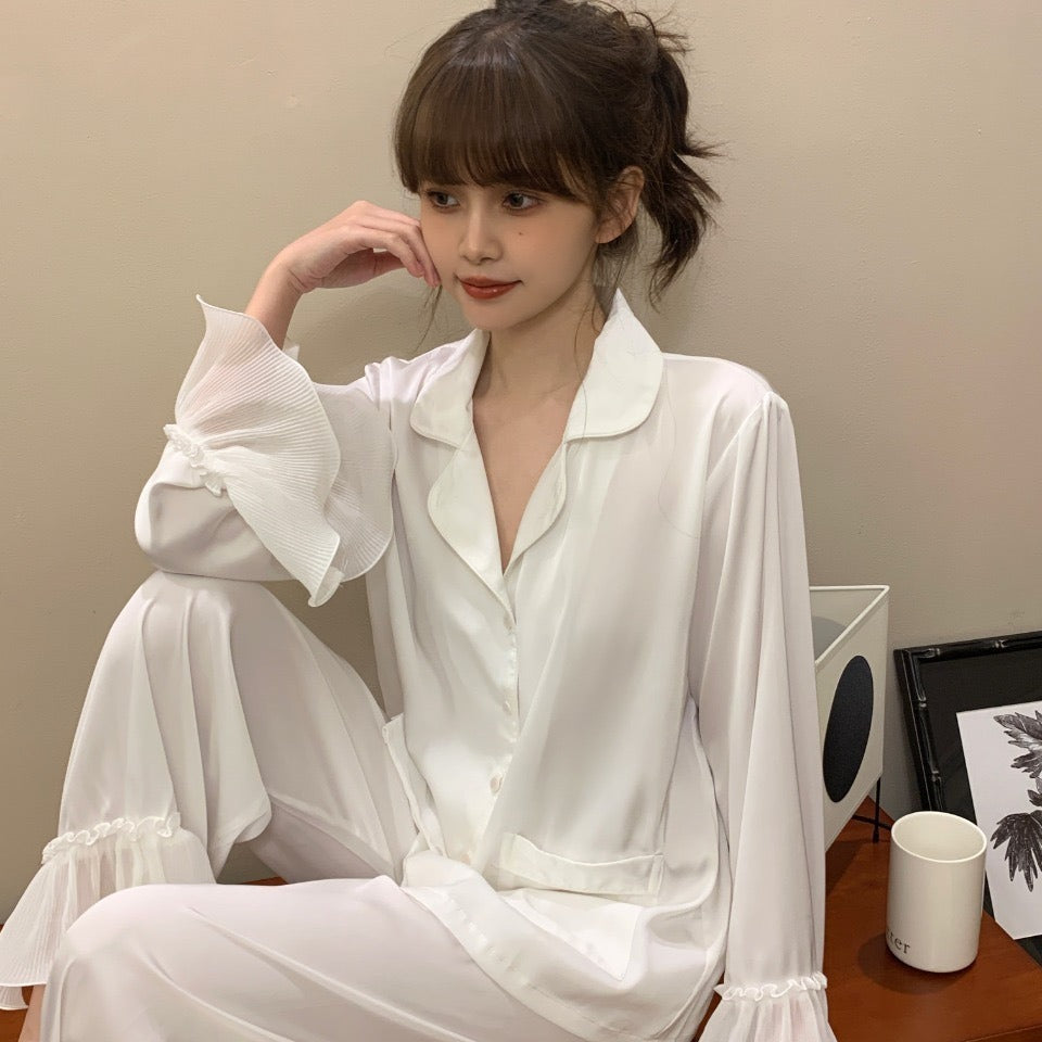 Fashion Ice Silk Pajamas Ruffled Women Kamran Fashion