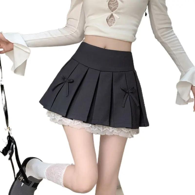 Black Suit Skirt Women's Summer High Waist-word Bow Kamran Fashion
