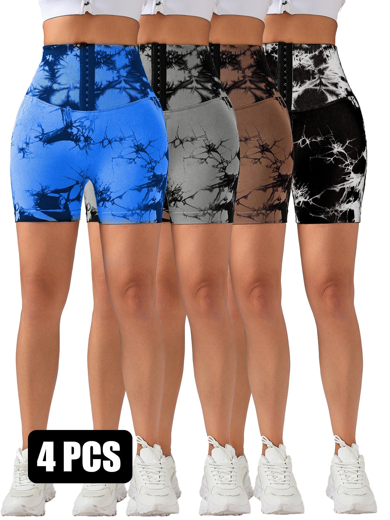 4 Pack Push Up Seamless Running Yoga Top For Women Sportswear Gym Fitness Sets 3-ROW HOOK Seamless Tie Dye Tummy Control Leggings Kamran Fashion