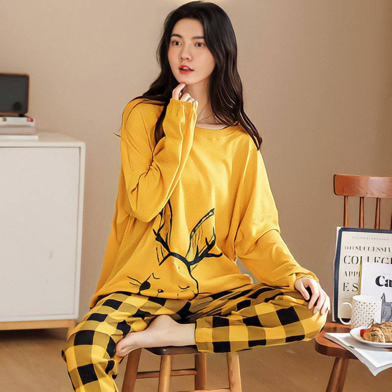 Pajamas Set Women Cute Cartoon Print Sleepwear 2 Piece Lounge Sets Kamran Fashion