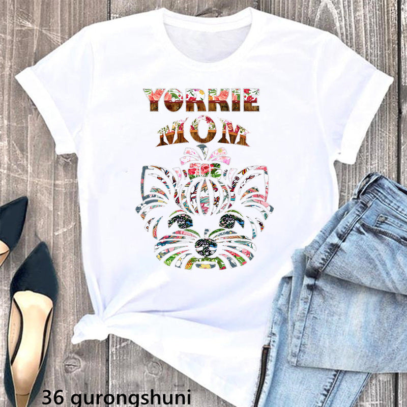 Summer Women's Clothing Schnauzer Dog Women's Printed Wear Clothes T-shirt Women Kamran Fashion