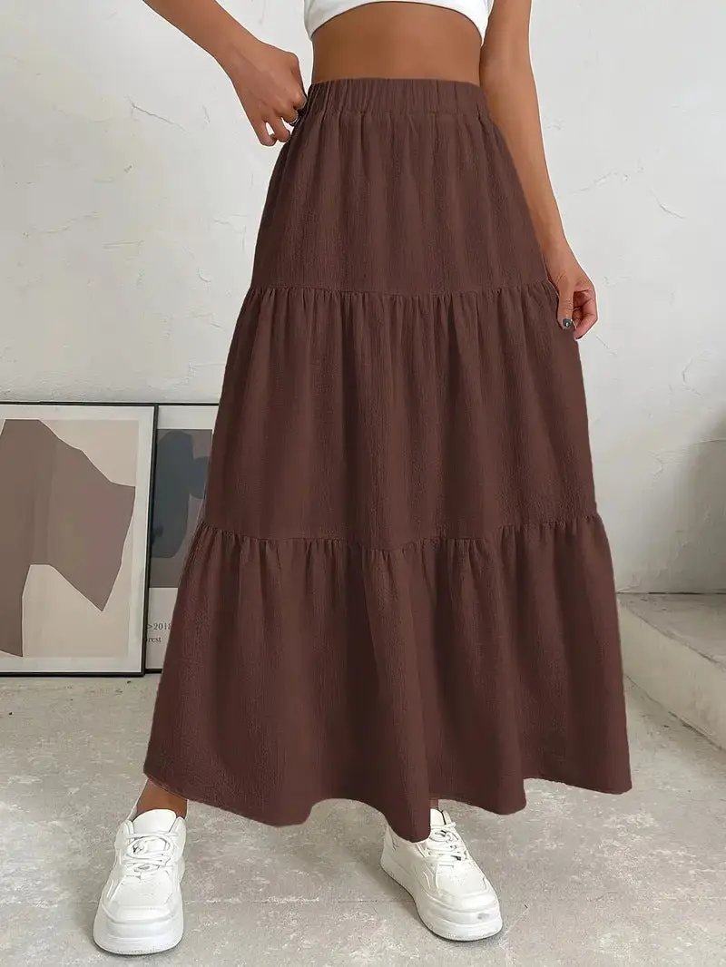 European And American Style Women Summer Bohemian Pleated Layered Long Skirt Kamran Fashion