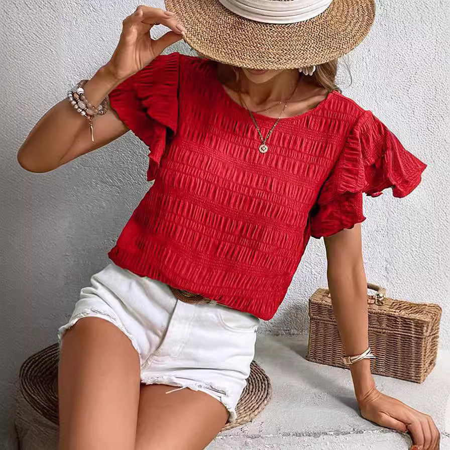 Fashion New Ruffle Sleeve Casual Top For Women Kamran Fashion