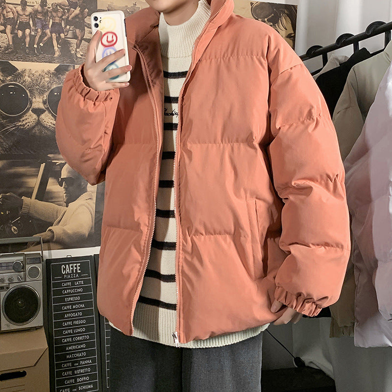 New Autumn And Winter Men's Padded Jacket Korean Style Loose Large Size Stand-up Collar Thick Warm Cotton Jacket Kamran Fashion