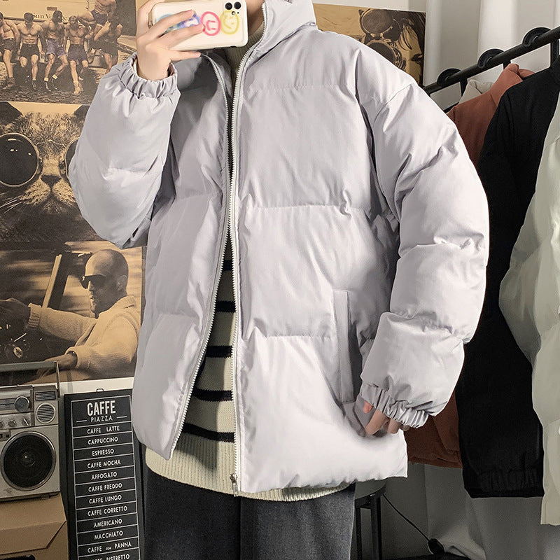 New Autumn And Winter Men's Padded Jacket Korean Style Loose Large Size Stand-up Collar Thick Warm Cotton Jacket Kamran Fashion