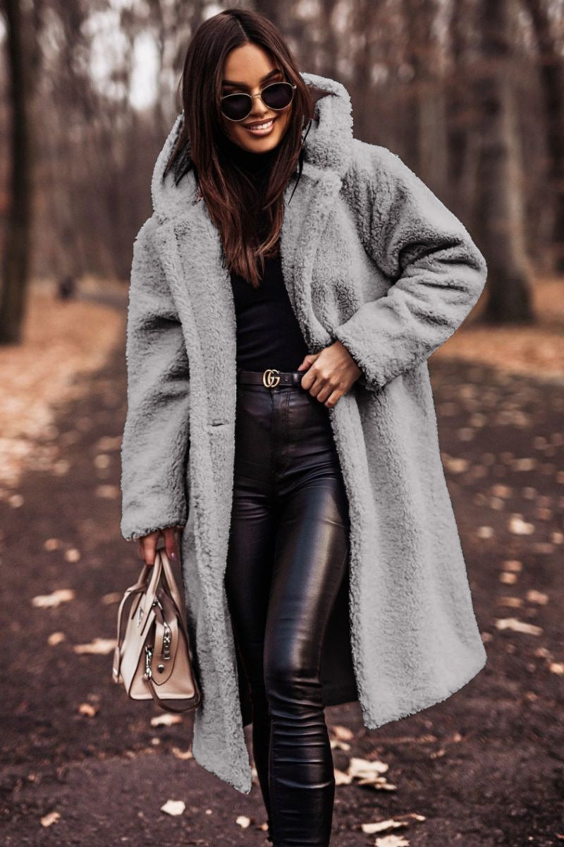 Autumn Winter Fashion Elegant Long Coat Woman Plush Warm Faux Fleece Coat Women Teddy Jacket Female Teddy Coat Outwear Ladies Kamran Fashion
