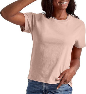 Loose Solid Color Short Sleeve Women's Summer Casual Crew Neck Top