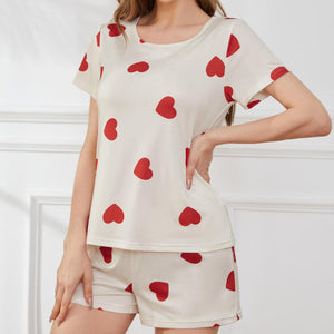 Summer Ladies' Homewear Plus Size Casual Love Short Sleeve Two-piece Set