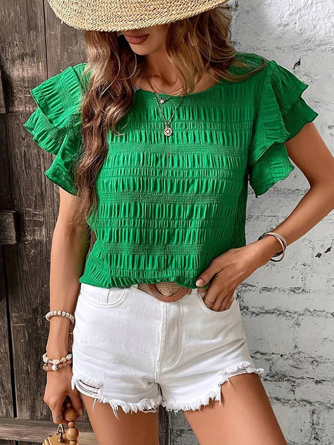 Fashion New Ruffle Sleeve Casual Top For Women