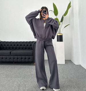 Women's European And American Leisure Cardigan Pants Two-piece Set