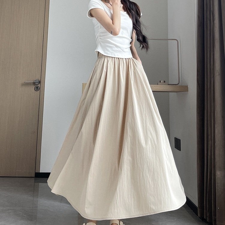 Summer High Waist A- Line Slimming Pleated Dress