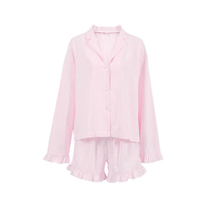 Cute Fashion Long Sleeve Shorts Ruffled Pajamas Two-piece Set