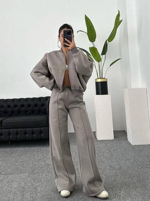 Women's European And American Leisure Cardigan Pants Two-piece Set