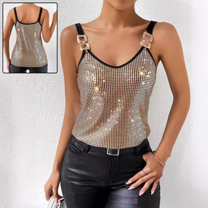 Summer Sequined Suspender Chain Vest Top Women's Clothing