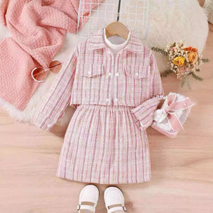 Fall Winter Coat Turtleneck Top Skirt