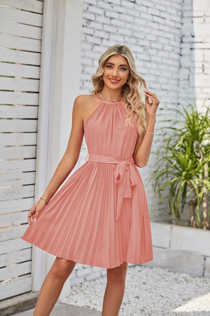 Halter Strapless Dresses For Women Solid Pleated Skirt Summer Beach Sundress Kamran Fashion