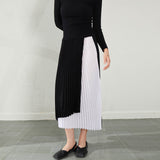 Women's Summer High Waist Irregular Color Matching Chiffon Skirt Kamran Fashion