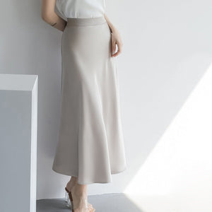 Women's Mid-length French Satin Skirt Summer High Waist Sheath Kamran Fashion