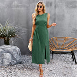 Women's Summer Solid Color Sleeveless Dress Kamran Fashion