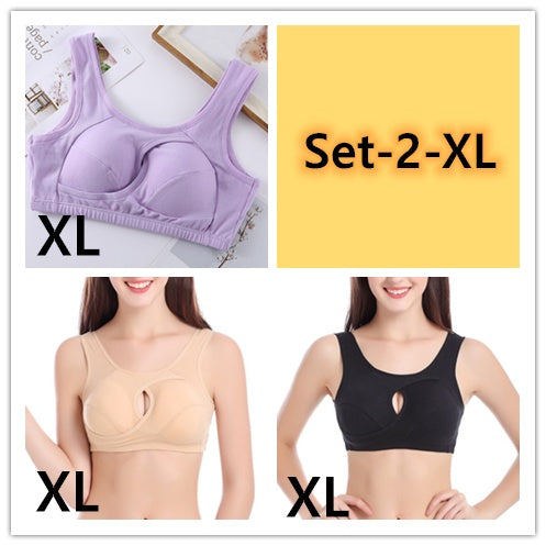 Plus Size Women Bra Ladies Cotton Quake-Proof Underwear Sleep Tops No Buckles Non Wire Lingerie With Removable Padded Kamran Fashion