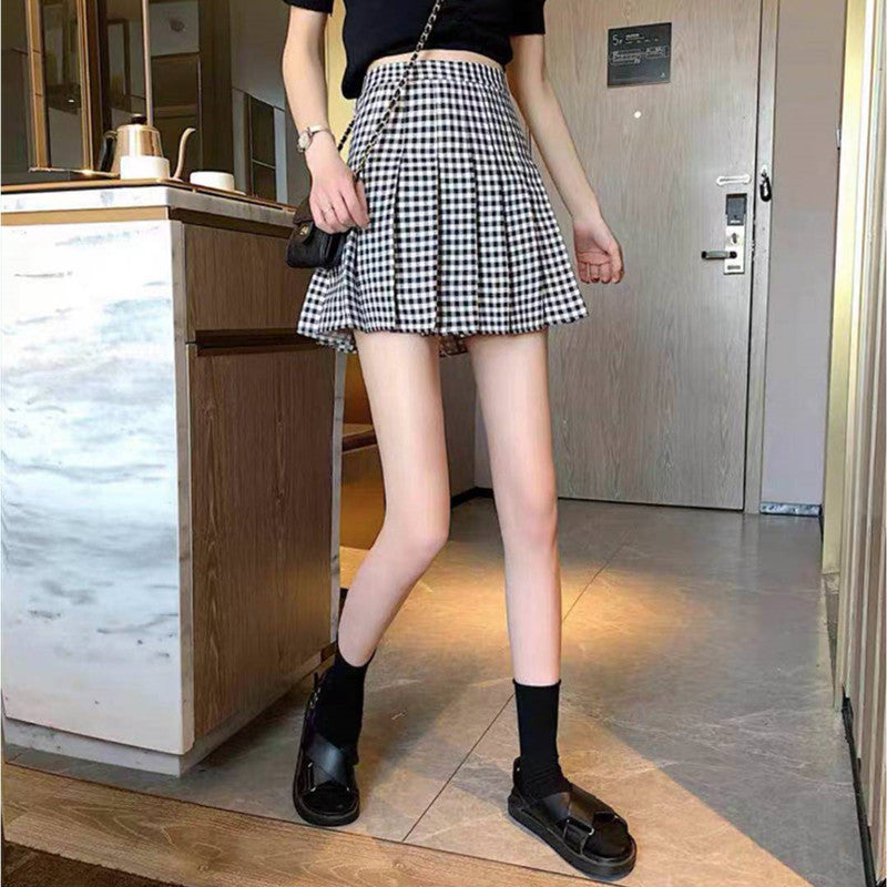 Plaid Pleated Skirt Women Summer New