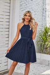 Halter Strapless Dresses For Women Solid Pleated Skirt Summer Beach Sundress Kamran Fashion