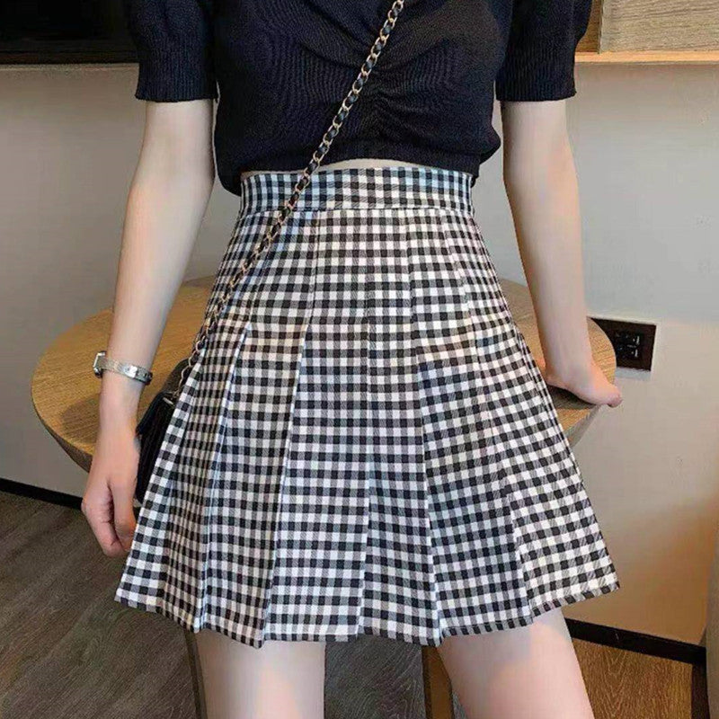 Plaid Pleated Skirt Women Summer New