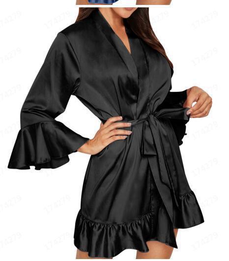 European And American Lace Up Ruffles Nightgown Women