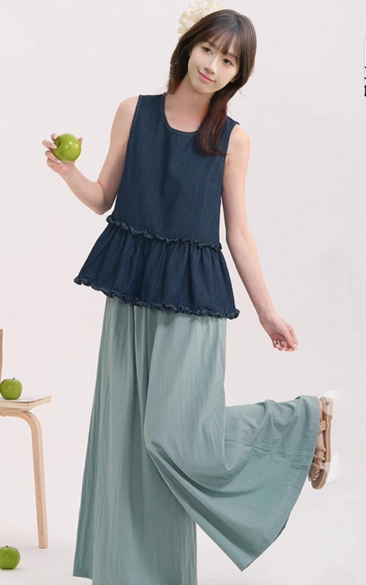Ruffled Stitching Fashion Casual Loose All-matching Jeans Vest Top