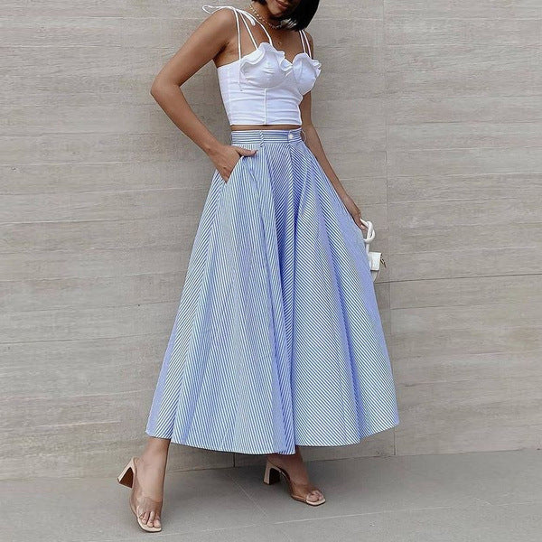 Women's Fashion Summer Stripes Long Dress