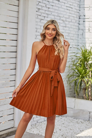 Halter Strapless Dresses For Women Solid Pleated Skirt Summer Beach Sundress Kamran Fashion