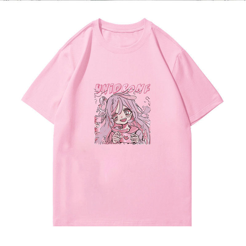 Summer Loose T-shirt Female Cartoon Harajuku Clothes Kawaii Casual